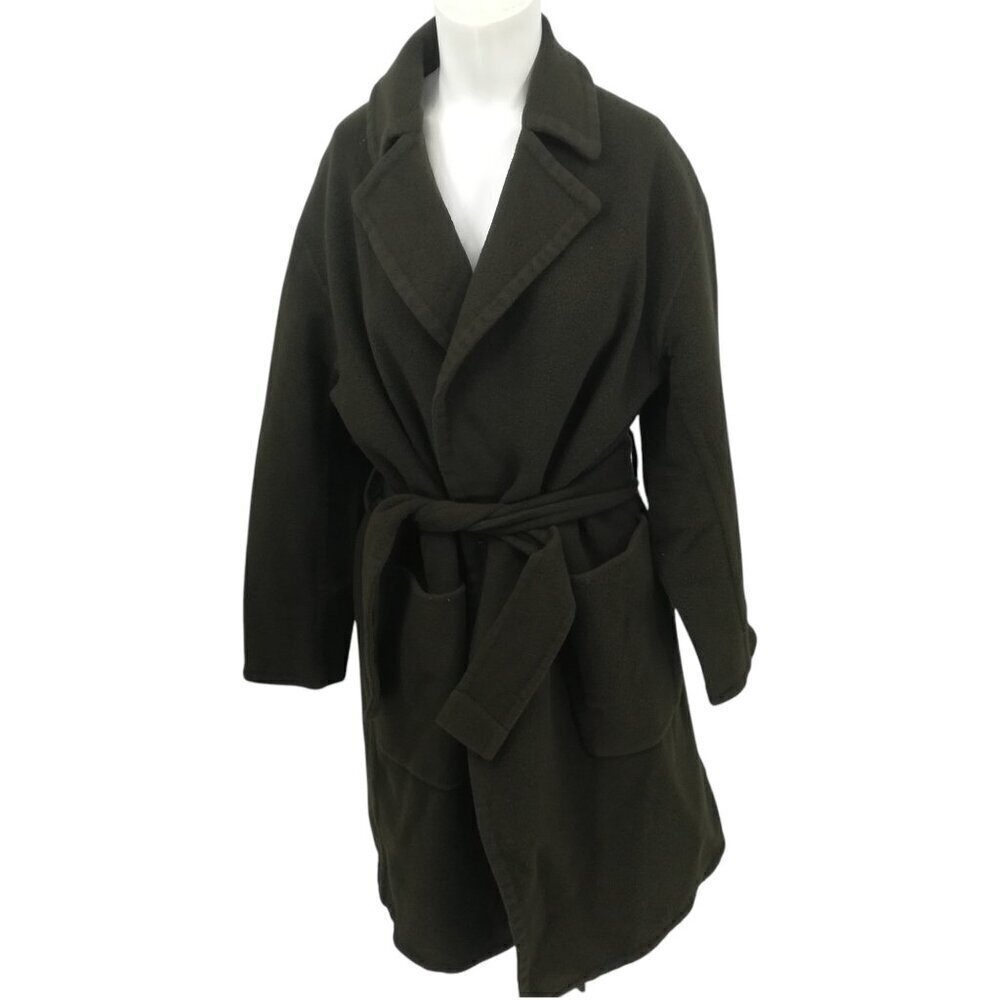 Vince Green Wool Blend Patch Pocket Belt Waist Jacket Size M Olive Belted